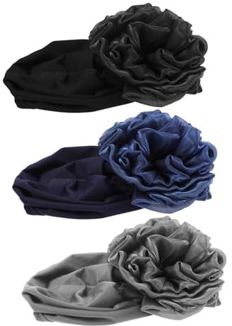 ANDRESLAD 3stücke Damen Blumen Stretch Mütze Elastische Kopfbedeckung Für Frauen Bequem Und Leicht Für Täglichen Gebrauch