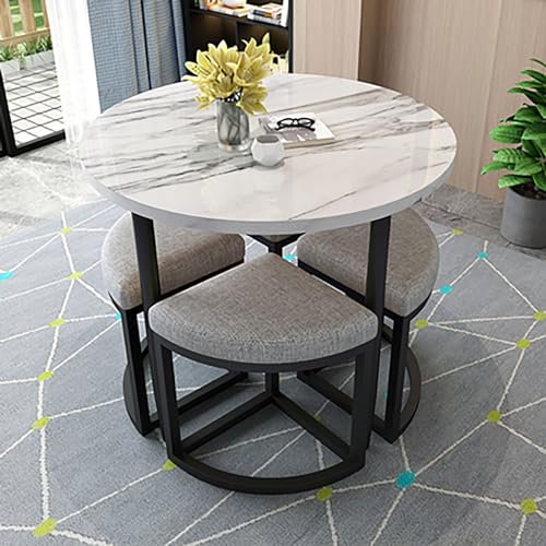 Runder Konferenztisch und Stuhl-Set, 5-teilig, rund, Frühstücksbar, Küche, Esstisch, Set für Küche/Esszimmer, 80 x 75 cm (B x H), moderne Möbellösung