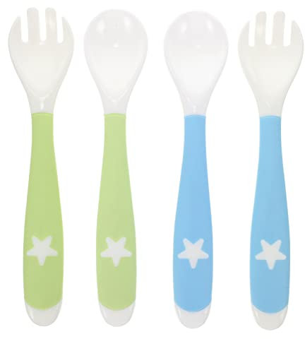 BESTonZON 4 Stück biegbarer Gabellöffel Babybesteck zahnender Obstfresser Futterspender Entwöhnungslöffel Esslernbesteck für Babys Kinderbesteck für Babys -Trainingsgabel pp