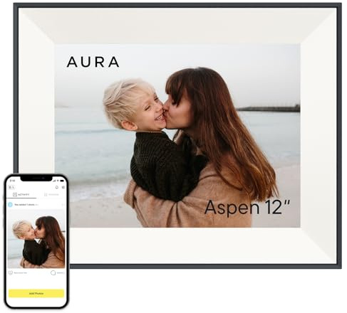 Aura HD Digital Picture Frame | Carver: The Best Frame for Gifting (Gravel Mat, 12)