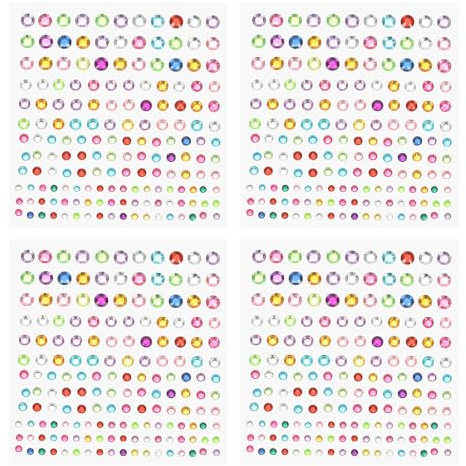 PATIKIL 660 Piezas De Calcomanías De Gemas Acrílicas, 4 Tamaños 3/4/5/6mm Piedras Estrás Autoadhesivas Gemas Para Rostro Bisutería Brillante Para Uñas Artesanía Ropa DIY, Colores Mezclados