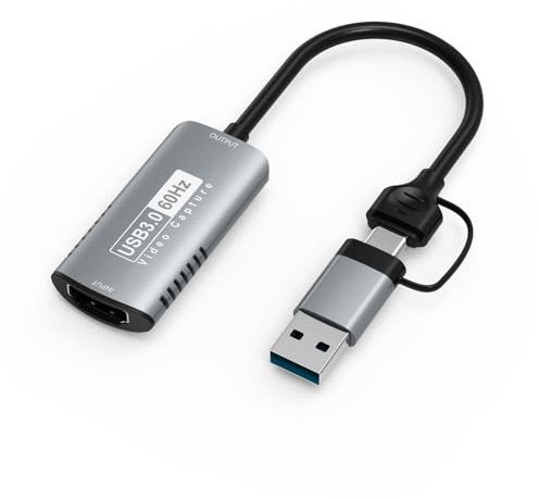 MIULIU Video Capture Card, USB3.0 HDMI to USB C Audio Capture Card, 4K 1080P 60HZ HD Video Audio Grabber, for LiveBroadcasting/Editing Video/Games/Streaming/Online Teaching OS