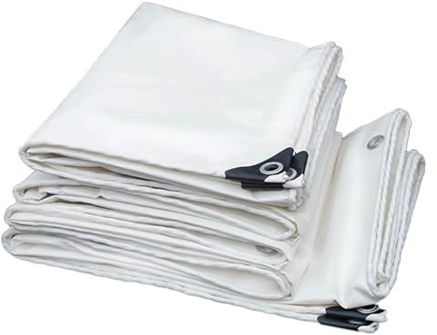 Telone in PVC bianco resistente, 3 x 6 m, impermeabile, copertura multiuso per roulotte, barche, piscine e uso esterno, telo resistente per tutte le condizioni atmosferiche