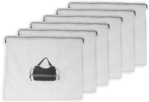 Catwalk Collection Handbags – 6 Sacche Antipolvere Grandi Per Borsa – Custodia In Tessuto Con Coulisse – Sacchetti per Calzature da Viaggio - Bianco