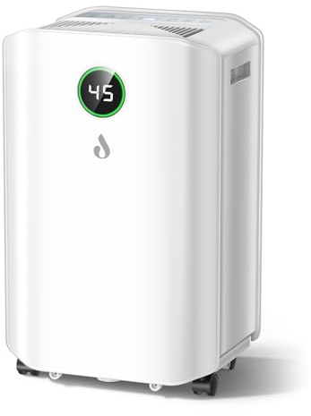 Luftentfeuchter Elektrisch 20L/Tag Automatische Entfeuchter mit Digitaler Feuchtigkeitsanzeige, 24H-Timer, 3L Wassertank, Kontinuierliche Entwässerung mit Ablaufschlauch für Wohnung, Keller,Wohnzimmer