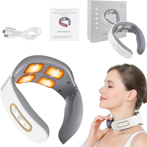 DAILIENFUS Nackenmassagegerät Intelligentes Nackenmassagegerät mit Wärme, Tragbares Elektrische Massagegerät Nacken mit 42°C Wärmetherapie, 6 Modi & 9 intensitäten für Zuhause, Büro & Reise