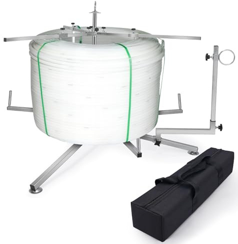 Einstellbar Rohrhaspel Abroller für Fußbodenheizungsrohr 600m | Höhe 75-100cm | Max. 200kg | Aufwickler für Kabel Aufroller Rohrhaspel Abrollgerät Abrollhaspel für PEX PERT Rohr mit Tasche, 3 Arm