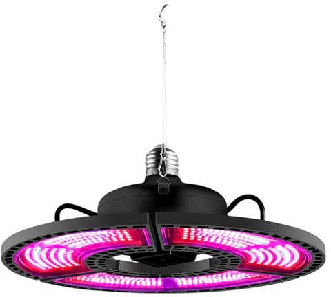 Luz LED Crecimiento, Lámpara de techo for cultivo de plantas de interior, 288 LED, espectro completo, luz for plantas, halo, cabezal triple plegable