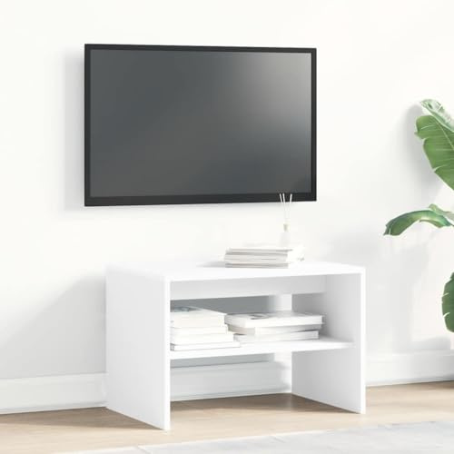 Homvdxl Kleiner TV-Ständer 60 cm, modernes TV-Regal, Konsolentisch mit offenem Regal für Wohnzimmer, Schlafzimmer, kleiner Raum - Weiß