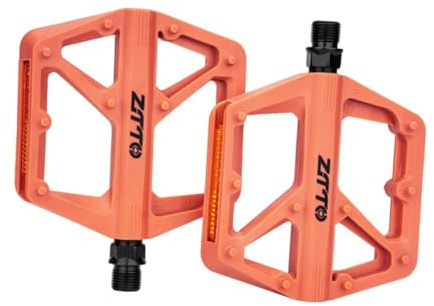 2er Set Pedale mit Reflektoren für Falt- und Outdoorräder, MTB, Trekking, E-Bike, Kinderfahrrad - rutschfeste Alu-Plattform- Orange