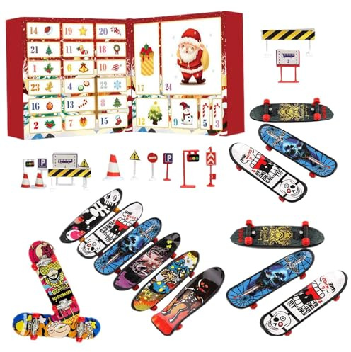Adventskalender für Finger – kleine und lustige Größe, Mini-Skateboard, kreatives Bürospiel, Kinderspiele | Skateboards in verschiedenen Größen für Partys, Zuhause, Schule und Team