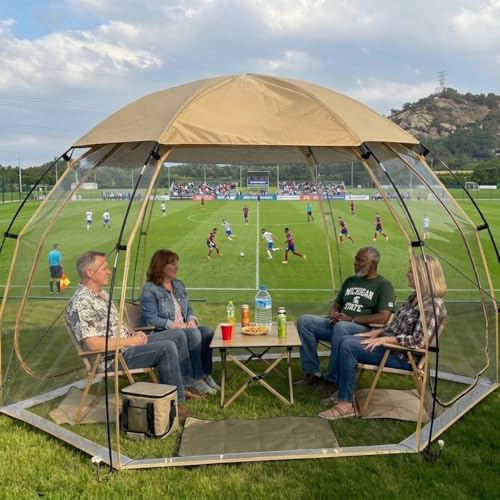 Transparent PVC Camping Tent 4-6 Person Hemisphere Winter Bubble Tent Windproof Waterproof Warm Outdoor Tent with Easy Setup Stargazing Dome Tent for Garden Lake Side Camping (290x290x190 cm)