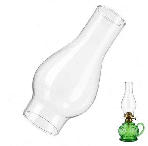 SUPVOX Vintage Kerosene Lamp Glass Shade - 5.3cm Base Diameter Oil Chimney Replacement - Clear Heat-Resistant Cover for Hurricane Lanterns and Home Lighting