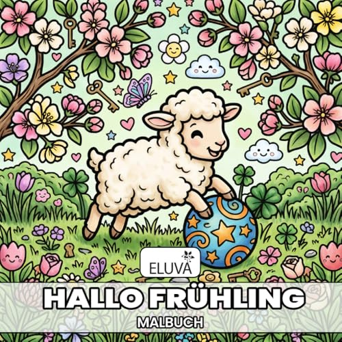 Hallo Frühling Malbuch: Cozy Spring - 60 Malvorlagen mit dicken Linien für Erwachsene und Senioren, Quadratisches Format, Einfache Frühlingsmotive zur Stressbewältigung