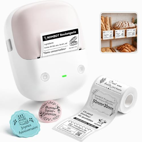 NIIMBOT B2 Étiqueteuse Portable, Thermique sans Encre Bluetooth, Rose Pâle