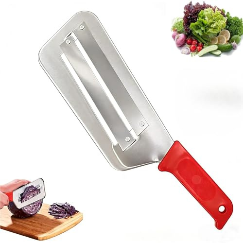 Cabbage Shredder for Coleslaw 2026 Stainless Steel Shredder Knife Double-Layer Slicer Efficient Vegetable Peeler Julienne for Salad Stir Fry and Vegetable Meal Prep (Red)