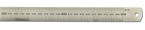 hedue® Stahllineal 500mm, B105 - Stahlmaßstab mit Millimeterskala, rostfreies Edelstahl Lineal, robustes Metalllineal