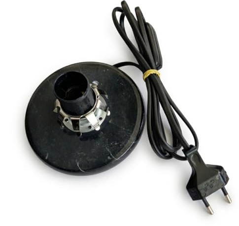 Budawi® Marmorsockel für Leuchten | E14 Lampensockel mit Kabel und Kippschalter | Lampenfuß für Steinlampen | ohne Leuchtmittel