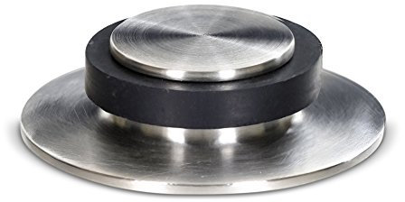 Stoppwerk Bodentürstopper Rund und Flach - Türstopper Edelstahl mit Gummipuffer inkl. Befestigungsmaterial zum Schrauben am Boden - Ø5,3cm H:1,4cm