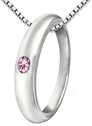 CLEVER SCHMUCK Silberner Mädchen Taufring schlicht mit einem Zirkonia rosa & Kette Venezia 38 cm Sterling Silber 925 im Schmucketui
