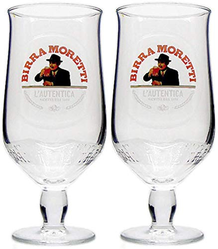2 x Birra Moretti Half Pint Glass,10 ounces