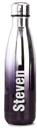Personalised Insulated Water Bottle Vacuum Flask | Stainless Steel | 12 Hours Hot & 24 Hours Cold | Gifts of Fathers Day Christmas | 500ML / 17oz | Bottles for Hiking Outdoor(Silver-Black)