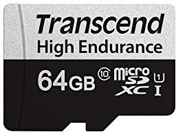Transcend 64GB microSDXC 350V Memory Card UHS-I, C10, U3, Full HD, hasta 95/45 MB/s, ideal para dashcams, cámaras de seguridad y sistemas de vigilancia TS64GUSD350V