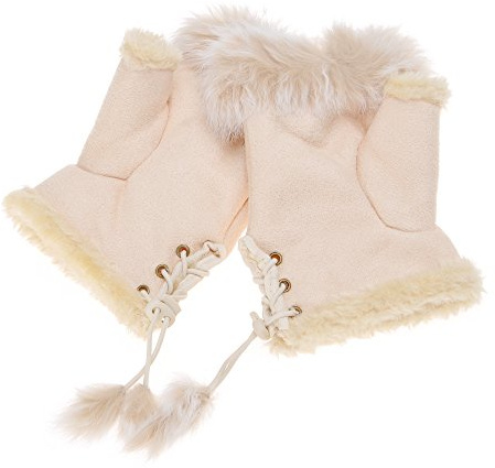 ZLYC Damen Winter Warme Kunstpelz Halbfinger Handschuhe Fingerlose Fäustlinge
