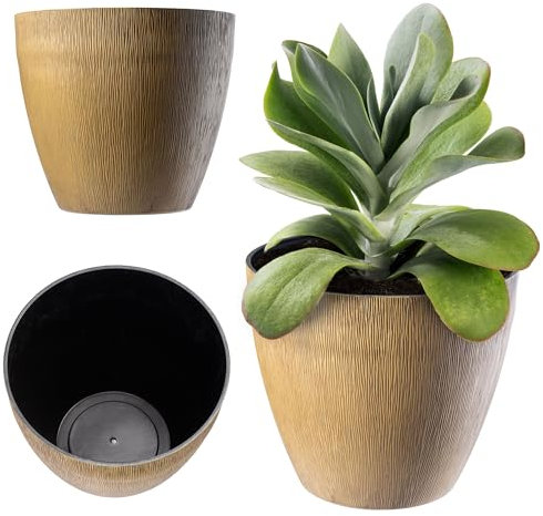 KADAX Pflanztopf, Blumentopf, Übertopf für Innen- und Außenbereiche, Pflanzvase, runder Blumenkübel, Pflanzkübel aus Kunststoff, Topf für Blumen, Pflanzen, Haus, Garten (Ø 38 cm, Hellbraun)