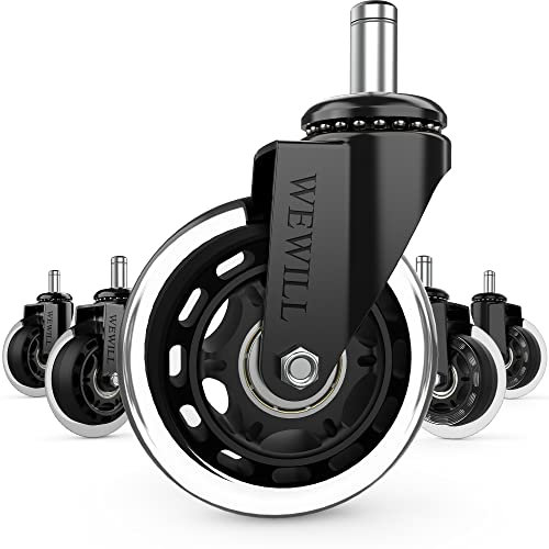WEWILL Rotelle per Sedie Set Ruote per Pavimenti Ruote Girevoli per Sedia da Ufficio duri Universali Compatibili con Diversi Tipi di Sedi, Set di Rotanti Silenziose