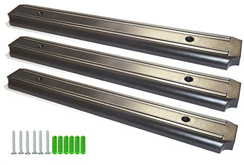 3x Magnetleiste für Werkzeug Messer Büro Haus Garage Magnetschiene 33 cm Tragkraft bis 10 Kg schwarz einfachste Montage inkl. Befestigungsmaterial