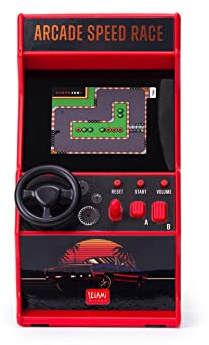 Legami - Arcade Speed Race Mini-Videospiel, inklusive 30 Spielen, englische Sprache, mit Licht und Geräuschen, 3 AA-Batterien Nicht im Lieferumfang enthalten, 8,5 x 26 cm, 2,4-Zoll-Display, RAC0001