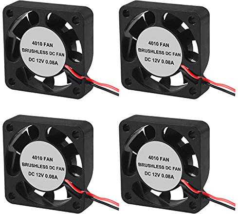 4PCS 3D Printer Cooling Fan 40mmx40mmx10mm Oil Bearing Blower Fan DC 12V Brushless Cooling Fan with 2 Pin Terminal for Hotend Extruder Heatsinks Makerbot MK7 MK8 CPU Chip
