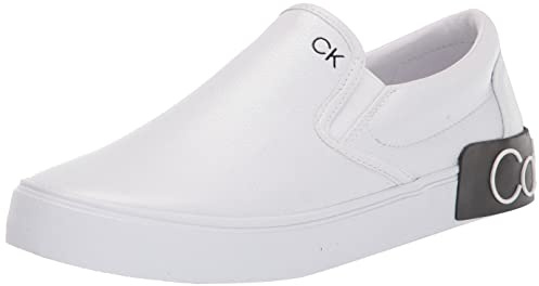 Calvin Klein Men's RYOR Sneaker, White Tumbled Leather 143, 9.5