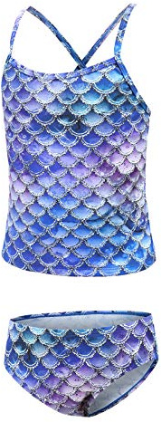 Aisyee Tankini Mädchen Badeanzug Kinder Floral Bademode 92 164/3-16 Jahre | UPF 50+ Sonnenschutz, schnell trocknend, weich & bequem, verstellbare Träger, ideal für Strand, Pool & Urlaub