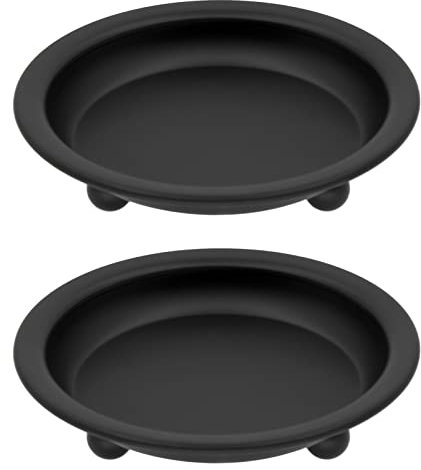 Thindolex Matte Black Iron Candle Plate, set of 2, Metal Saucer Style Candle Holder for Pillar/Scented/Flameless/Ball Candles, Decorative Candle Stand for Table Centerpiece
