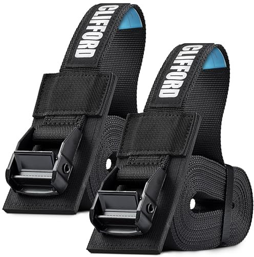 CLIFFORD Spanngurte I 38mm I Extra Breit I 2,0m - 5,5m I 400Kg/800Kg I EN12195-2 Zurrgurt Spanngurt Straps I Zurrgurte für Auto, Motorrad, SUP Board, Dachbox, Dachträger