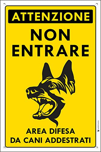 Perros decorados cartel matrícula Attenti al perro non entrare in metallo alluminio (Cm 20x30)