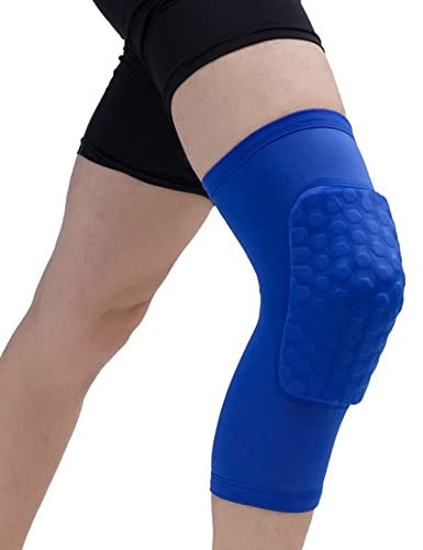 LTLCLZ 1Pcs Honeycomb Knee Pads Basketball Sport Kneepad Volleyball Knee Protector Brace Support Football Compression Leg Sleeves,Blue,XXL