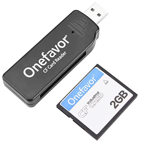 Onefavor CompactFlash Cards Reader, Compact Flash CF Memory Card USB Reader Reader/Writer (with 2GB CF card)