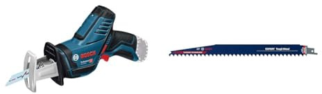Bosch Professional Scie-sabre GSA 12 V-14 Batteries ZB (65mm, sans batterie, sans chargeur) + 1x Lame de scie sabre Expert `Tough Wood` S 1242 KHM (Bois traité sous pression, Bois de chantier, 300 mm)