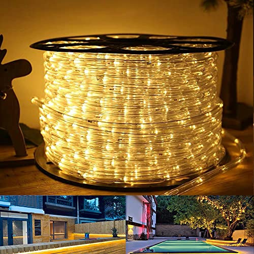 Herrselsam 50M LED Lichterschlauch Außen Warmweiß - 8 Modi Lichterkette Wasserdicht Mit Memory-Funktion - Strombetrieben für Innen, Außen, Garten, Party, Hochzeit