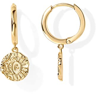 PAVOI 14K Yellow Gold Plated S925 Sterling Silver Post Lightweight Drop Dangle Huggie Hoop Earrings for Women | Dainty Coin Earrings