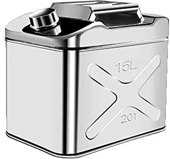 Tragbarer Benzintankcontainer, Benzinkanister aus Edelstahl Speichergastank Notfallsicherung für Motorrad Auto SUV 15L, 20L, 25L, 30L, 40L
