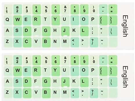 PATIKIL 2Pcs Universal English Keyboard Stickers, Replacement English Keyboard Stickers Green Background with Black Lettering for Computer Laptop Desktop