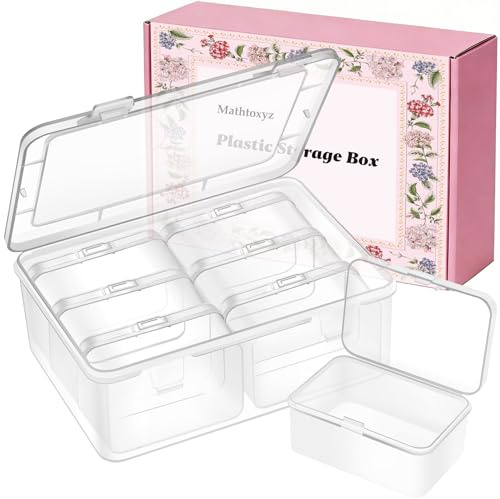 Mathtoxyz Small Bead Organizers and Storage, Clear Bead Storage Containers Rectangle Bead Holder Plastic Cases Transparent Boxes for Nail DIY Craft Making Jewelry Battery Screw