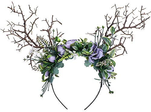 MOSTORY Forest Crown Antler Headband for Women Renaissance Faire