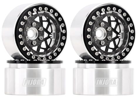 INJORA 1.9 Beadlock Wheel Rim Deep Dish Negative Offset 10mm Carbon Fiber Aluminum for SCX10 TRX4 VS4-10 Gen8 1/10 RC Crawler