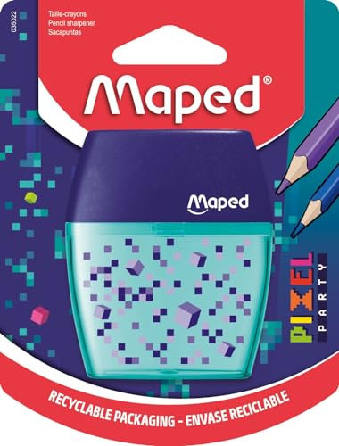Maped - Anspitzer Shaker Pixel Party – Anspitzer mit 2 Löchern und transparentem Behälter