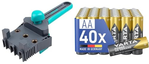 wolfcraft Meisterdübler Universal-Dübelhilfe 4640000 / Praktische Dübelhilfe für saubere Eck- & VARTA Batterien AA